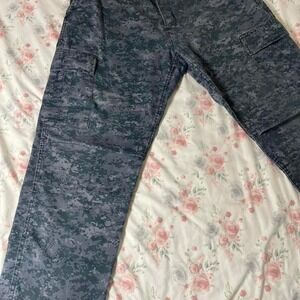 Vintage‎ Blue Camo Cargo Pants 32x30 Military Utility Workwear 12" Rise 90s